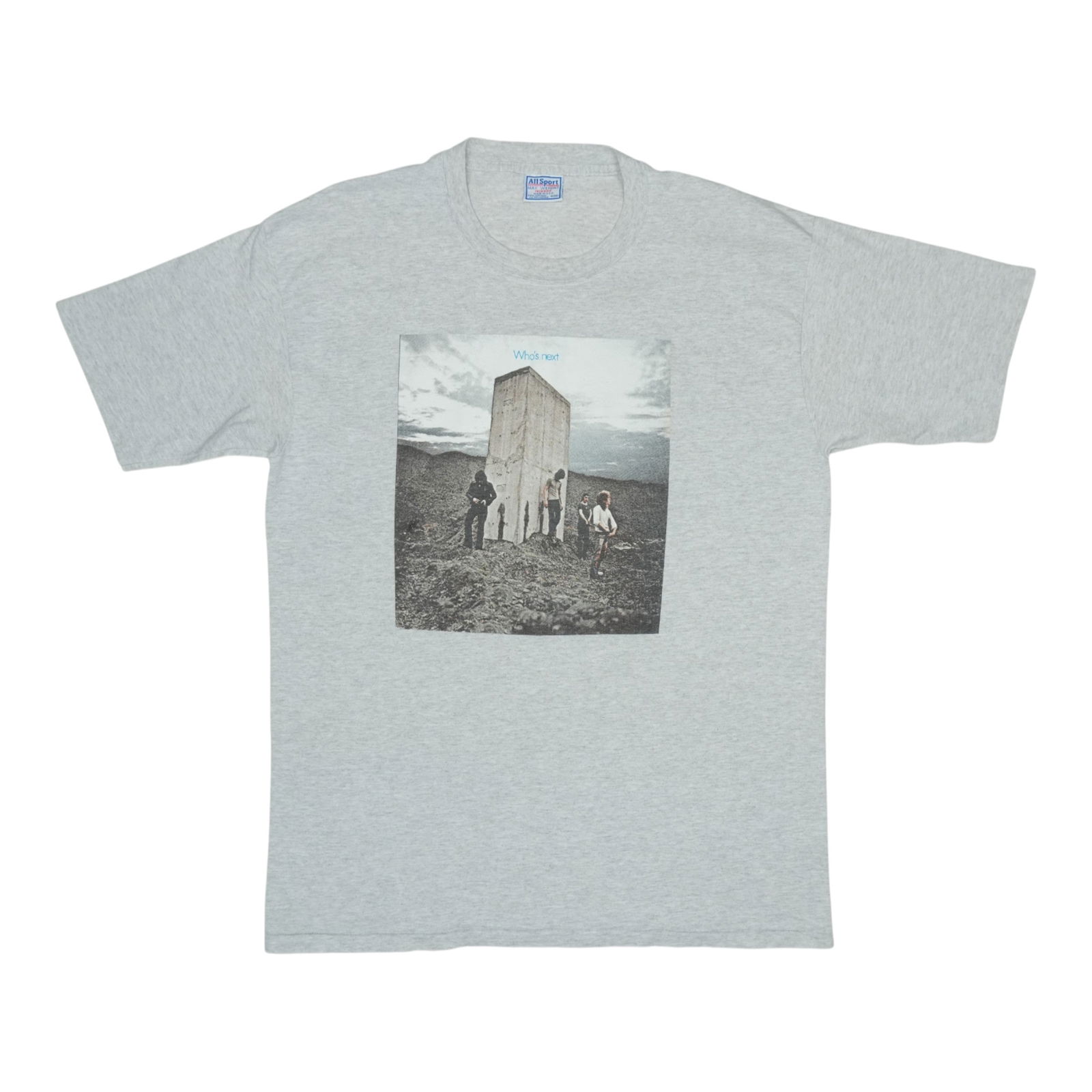 1990s The Who Who's Next Vintage Grey Cotton Shirt: 1990s The Who Who's Next Vintage Grey Cotton Shirt Discover a true vintage piece with this original 1990s The Who Who's Next Shirt. Crafted from 100% cotton, this shirt showcases a classic grey color