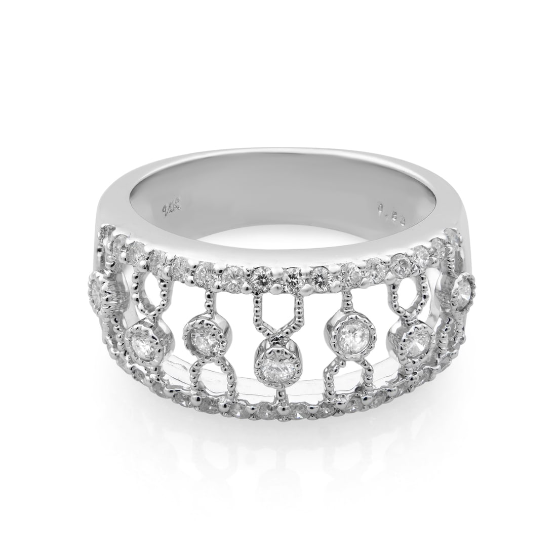 Rachel Koen 14K White Gold Diamond Band Ring 0.50ct G VS2 Size 6.5 (1 of 6)