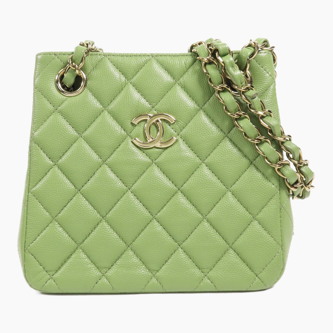 CHANEL Green Calfskin Leather Chain Shoulder Bag GHW (1 of 14)