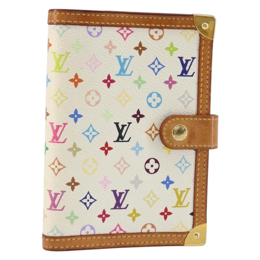 Louis Vuitton Multicolor Monogram PM Agenda Cover White R21074 Day Planner: Louis Vuitton Multicolor Monogram PM Agenda Cover White R21074 Day Planner This Louis Vuitton Multicolor Agenda PM Day Planner Cover features the signature monogram multicolor canvas in white. Crafted