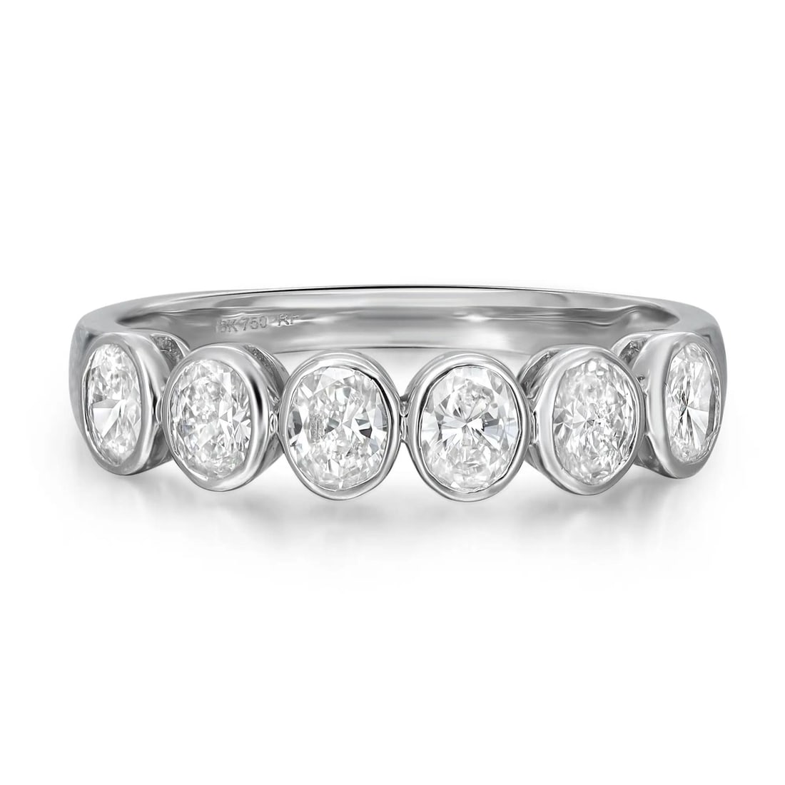 Rachel Koen 0.85CT Oval Cut Diamond Eternity Band Ring 18K White Gold Size 6.5 (1 of 6)