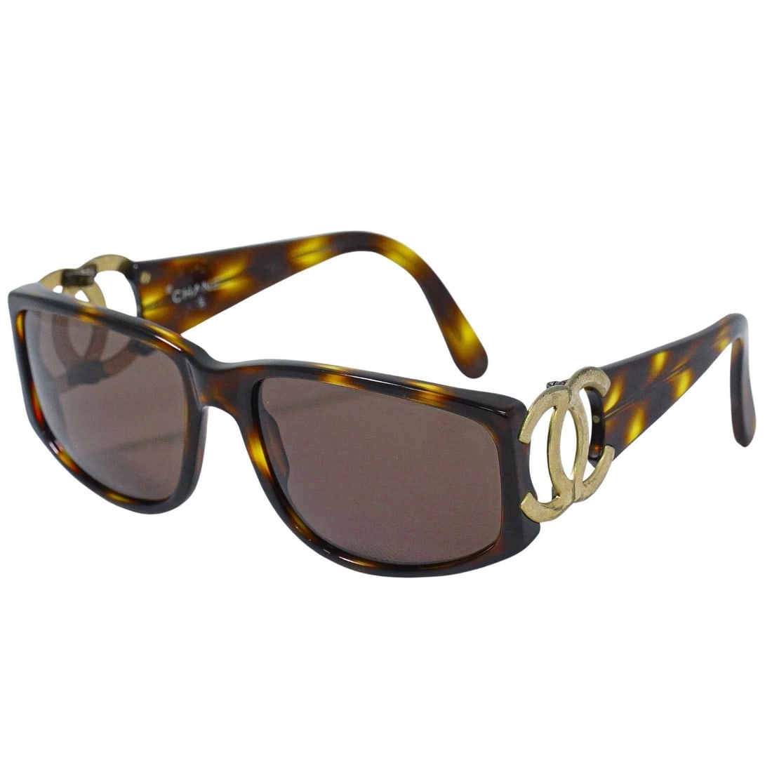 Brown and Gold Chanel Sunglasses with Logo Detailing (1 of 1)