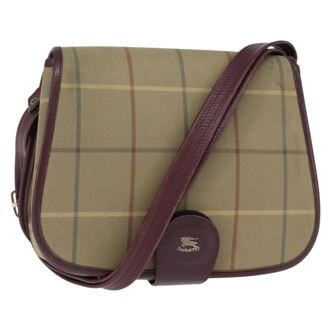 Beige Burberry Nova Check Patterned Shoulder Bag: Beige Burberry Nova Check Patterned Shoulder Bag This pre-owned Burberry Nova Check shoulder bag features the iconic beige check pattern and is designed for women. The bag presents signs of use, inclu