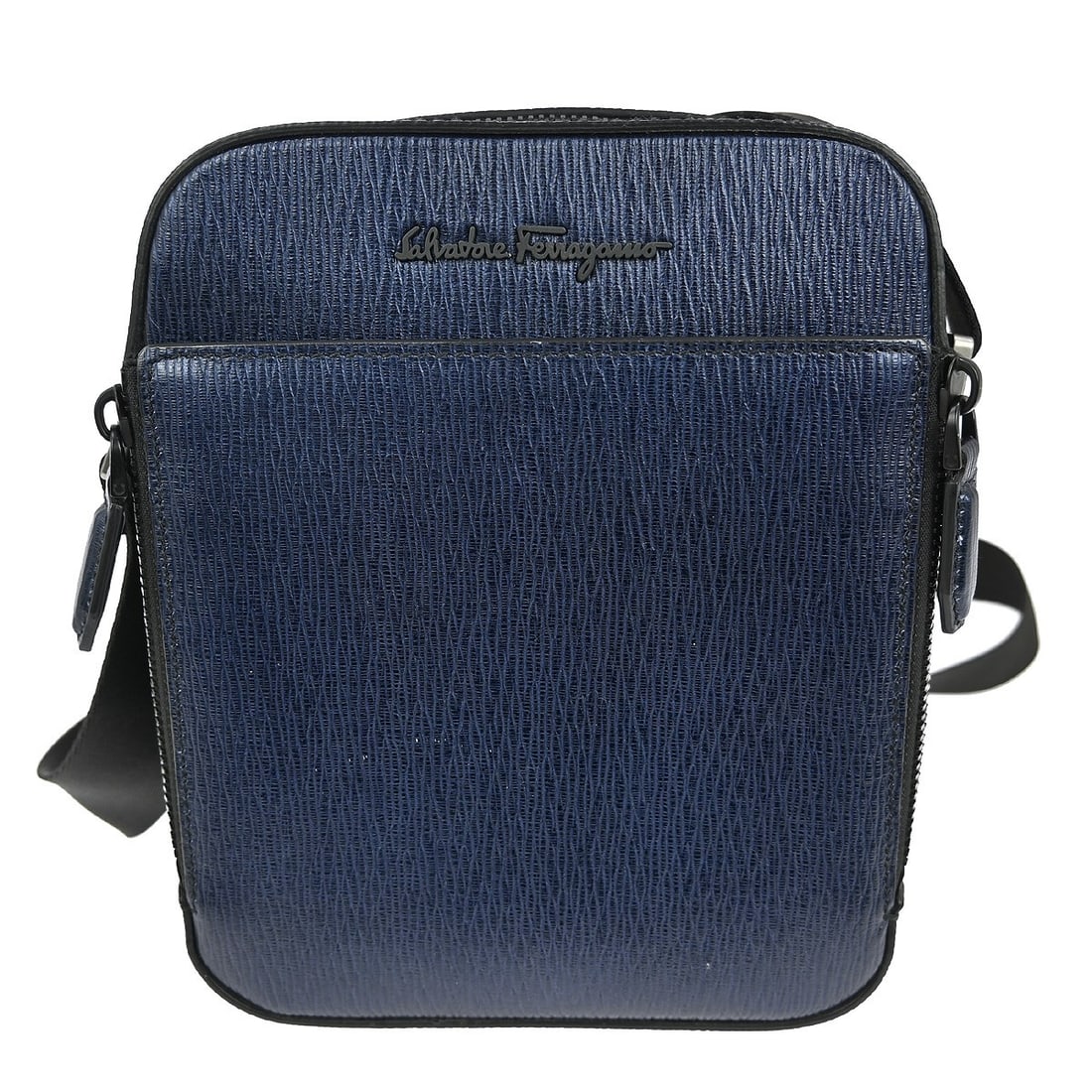 Blue Leather Salvatore Ferragamo Small Shoulder Bag FB-24A106 NQ03004: Blue Leather Salvatore Ferragamo Small Shoulder Bag FB-24A106 NQ03004 This small Salvatore Ferragamo shoulder bag features a blue leather exterior accented with the brand's logo. Designed for casual u