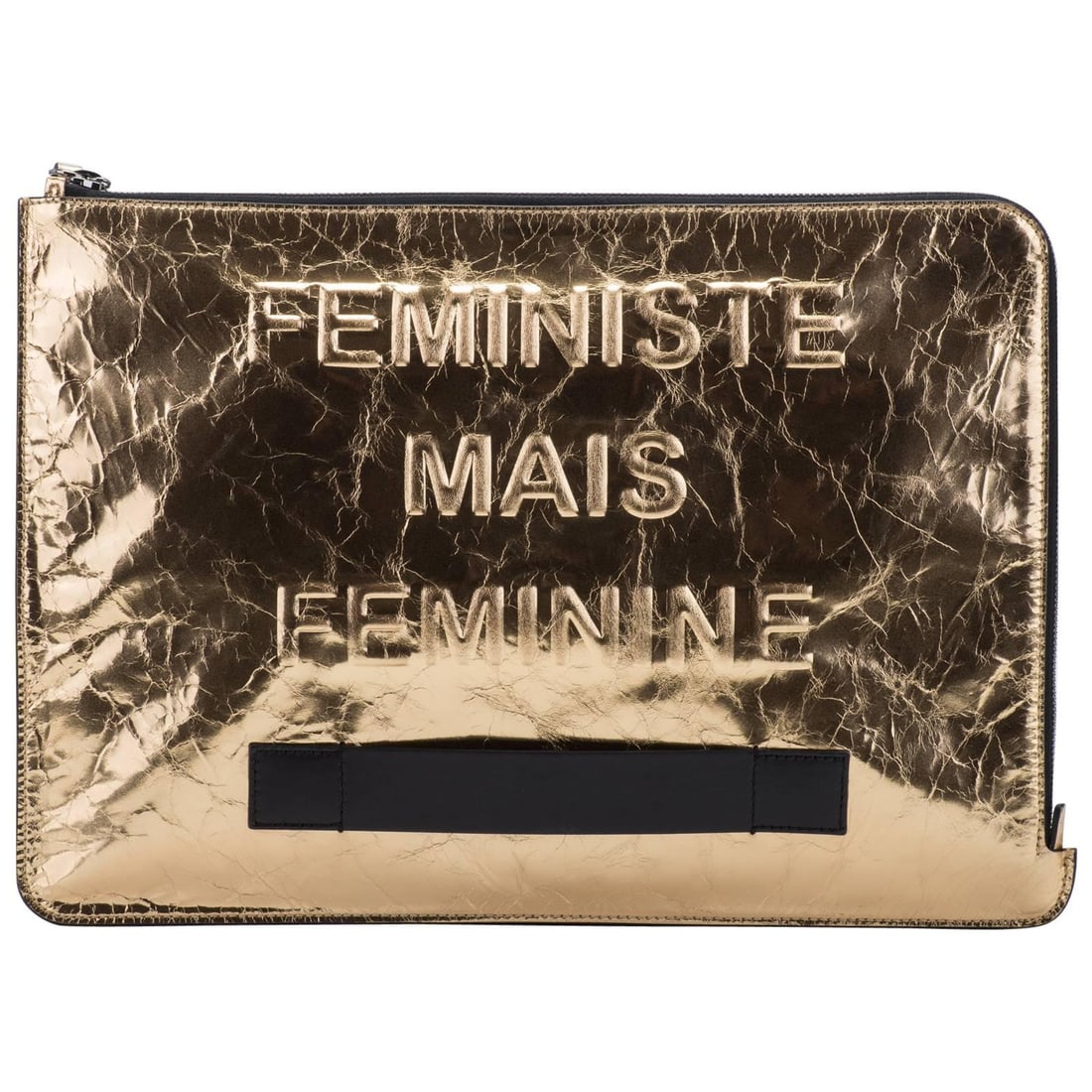 Chanel Limited Edition Gold Clutch Je ne suis pas en solde: Chanel Limited Edition Gold Clutch Je ne suis pas en solde Elevate your accessory game with this stunning oversized limited edition clutch from Chanel. Crafted from cracked gold leather, this chic clu