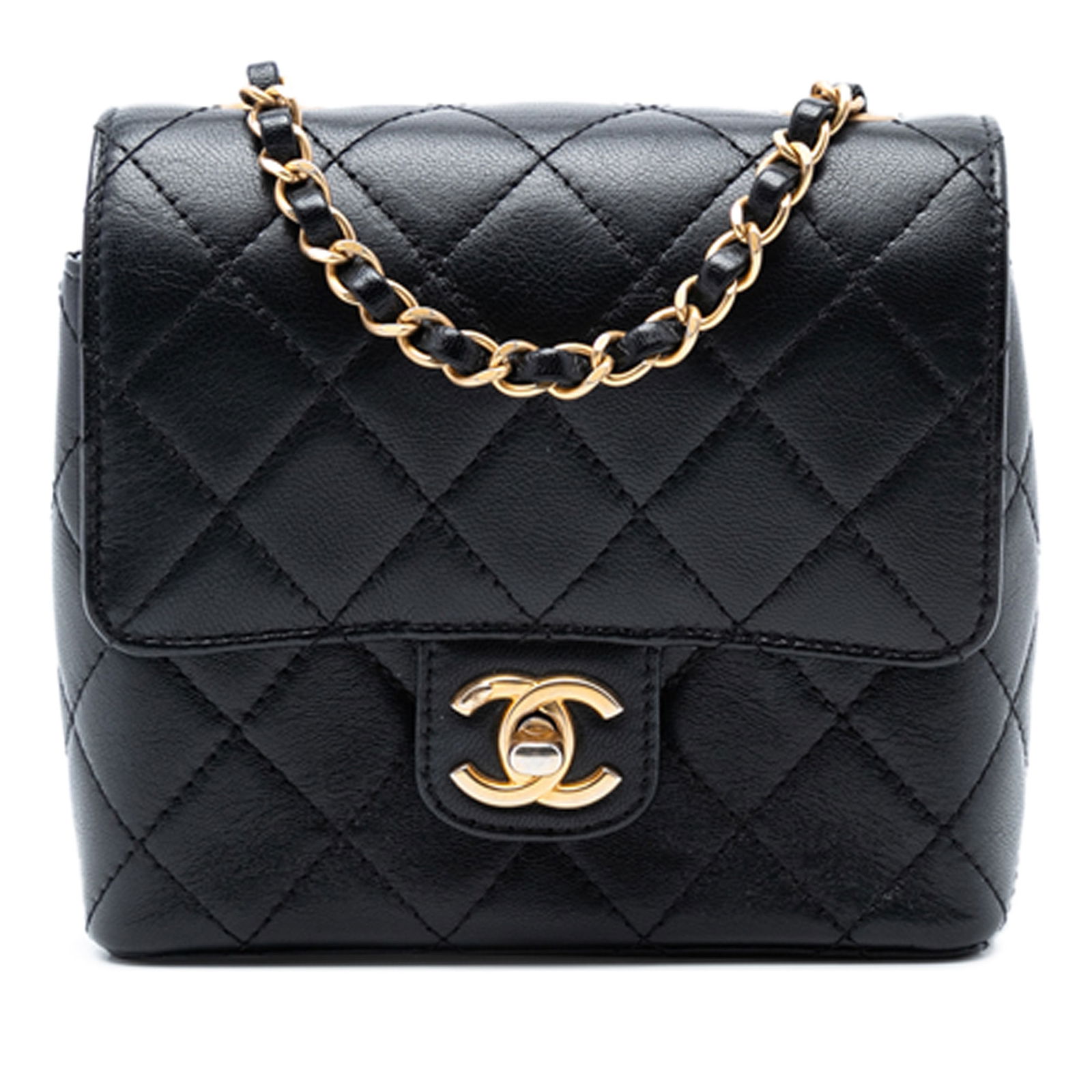 Chanel Mini Square Black Quilted Goatskin Leather Crossbody Bag (1 of 7)