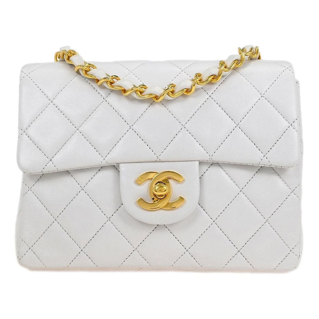 Chanel White Lambskin Mini Classic Flap Shoulder Bag 17 (1 of 10)