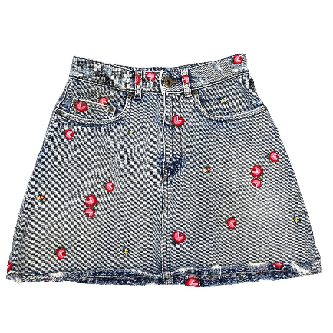 Vintage Miu Miu Blue Denim Skirt Logo Accents Regular Size 36 (1 of 10)