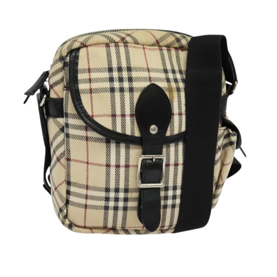Blue Label Nova Check Shoulder Bag by Burberry in Beige: Blue Label Nova Check Shoulder Bag by Burberry in Beige This Burberry Nova Check Blue Label shoulder bag features classic beige checkered fabric with leather accents. Designed for women, it shows sign