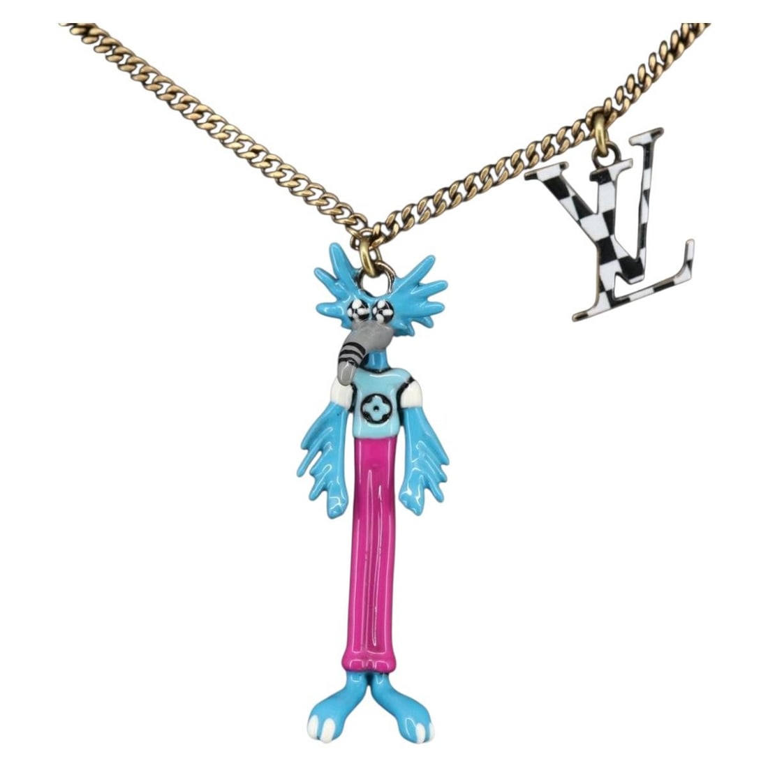 LOUIS VUITTON Gold Tone Animals Necklace MP2928 Authentic Italy: LOUIS VUITTON Gold Tone Animals Necklace MP2928 Authentic Italy Elevate your accessory collection with this exquisite LOUIS VUITTON LV Animals Necklace. Crafted from high-quality metal in a stunning g