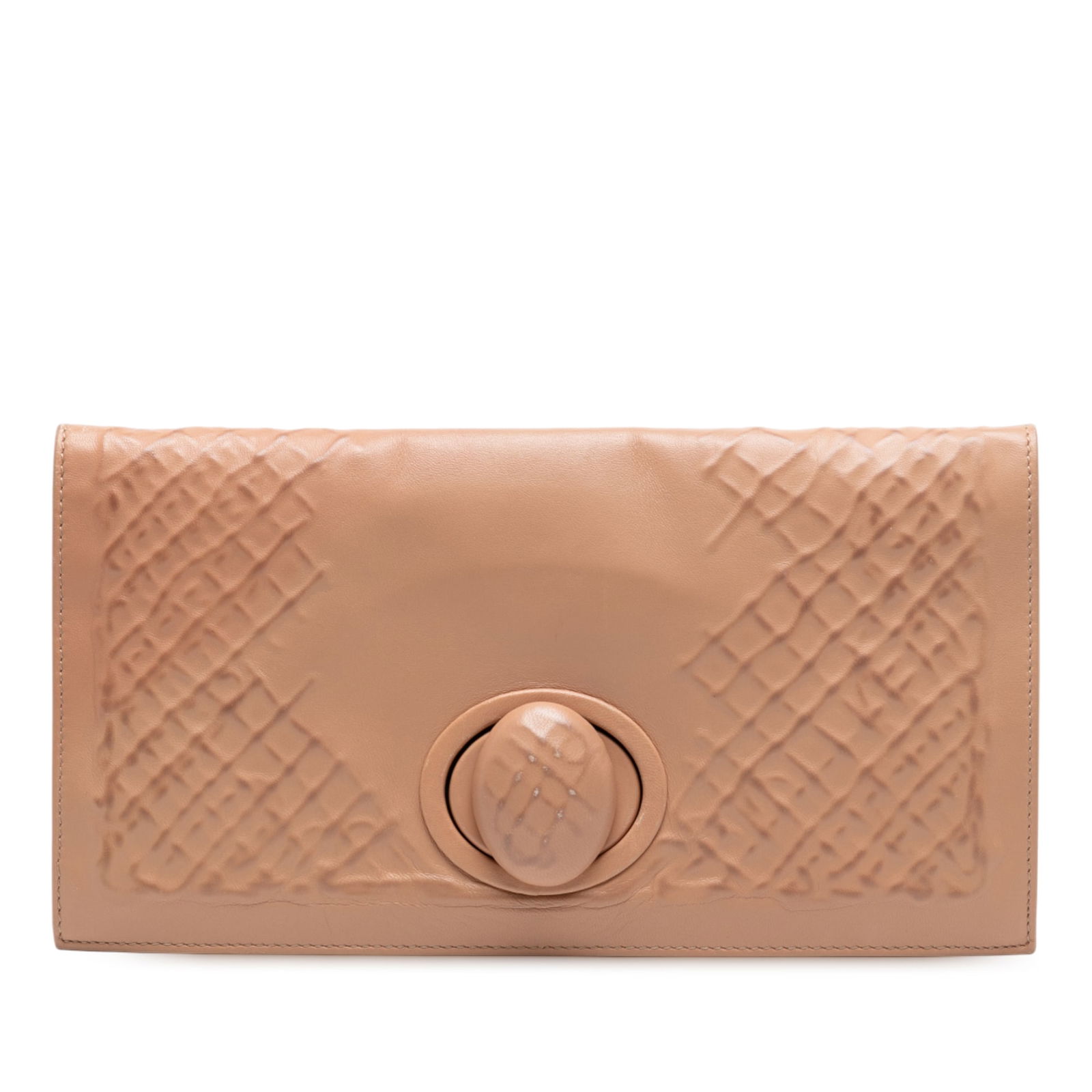 Bottega Veneta Nappa Embossed Leather Turnlock Clutch Bag Brown (1 of 7)