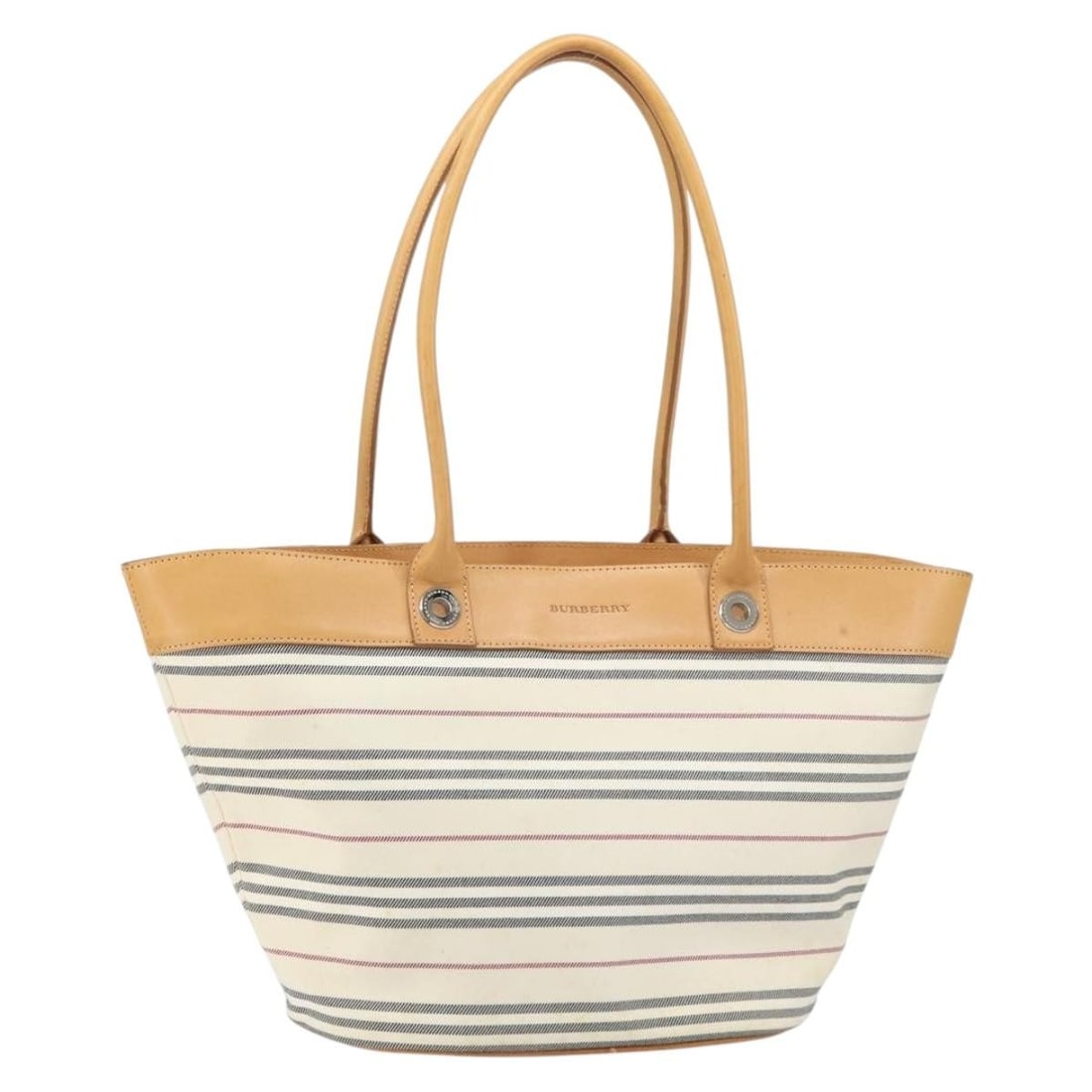 Pre-owned Burberry White Vintage Tote Shoulder Bag: Pre-owned Burberry White Vintage Tote Shoulder Bag This pre-owned Burberry vintage tote bag features a white exterior and is designed for female use. The bag is in good condition with visible signs of