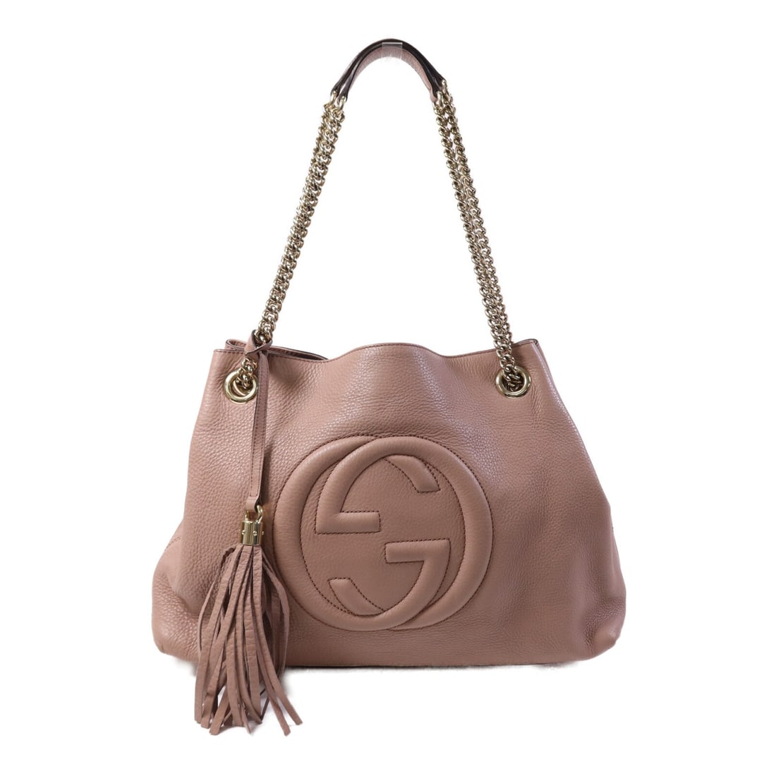 Pink Calfskin Gucci GG Shoulder Bag with Gold Hardware 308982: Pink Calfskin Gucci GG Shoulder Bag with Gold Hardware 308982 This Gucci shoulder bag features pink calfskin leather and gold tone hardware, offering a stylish and sophisticated design. Made in Italy,