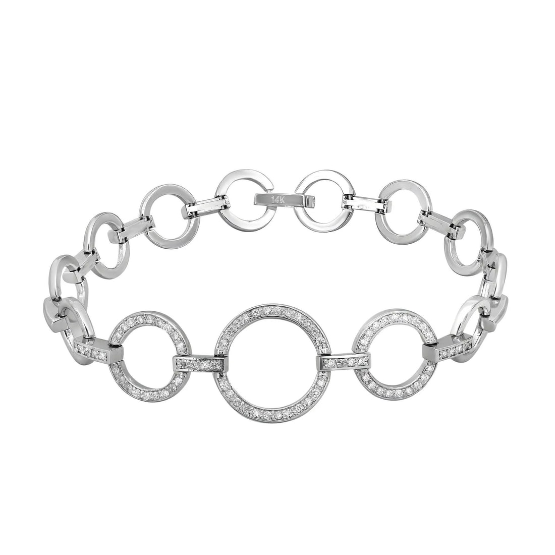 Rachel Koen 14K White Gold Round Cut Diamond Chain Bracelet 0.51 Cttw 7 Inches (1 of 4)