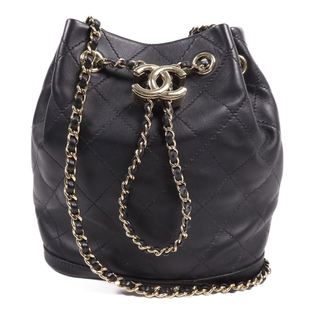 Black Calfskin CHANEL Shoulder Bag with CC Logo and Gold Hardware (1 of 15)