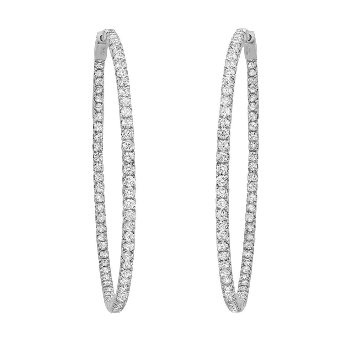 Rachel Koen 14K White Gold Inside Out Diamond Hoop Earrings 3.67Cttw: Rachel Koen 14K White Gold Inside Out Diamond Hoop Earrings 3.67Cttw Elevate your elegance with these stunning inside-out hoop earrings, expertly crafted from luxurious 14K white gold. Each earring is