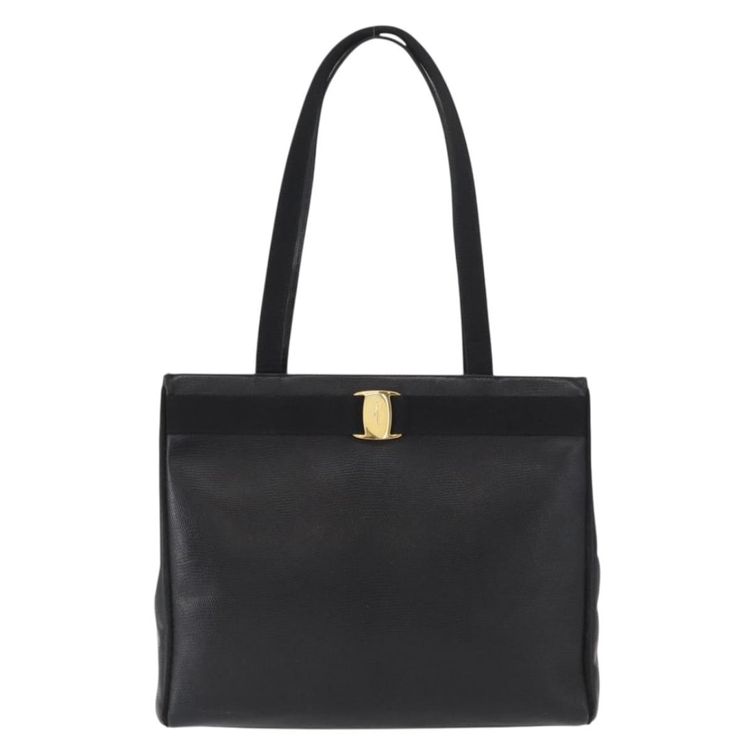 Vara Black Tote Bag by Salvatore Ferragamo: Vara Black Tote Bag by Salvatore Ferragamo This pre-owned Salvatore Ferragamo Vala tote bag is crafted in black and designed for female use. It shows signs of use, including surface rubbing, slight sc