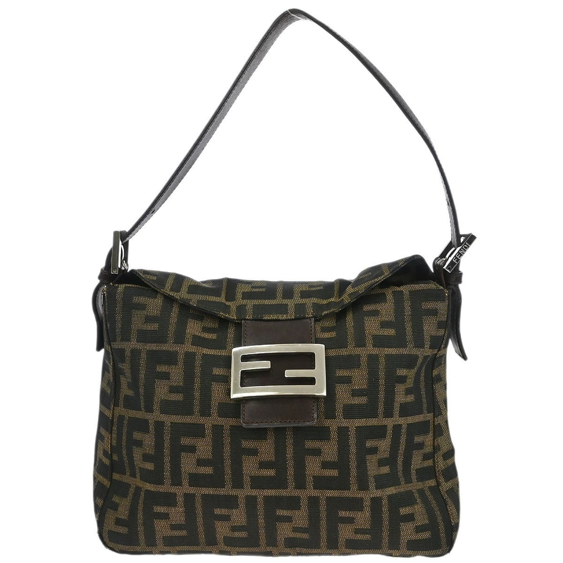 Fendi Zucca Brown Canvas Handbag with Silver Hardware (1 of 10)