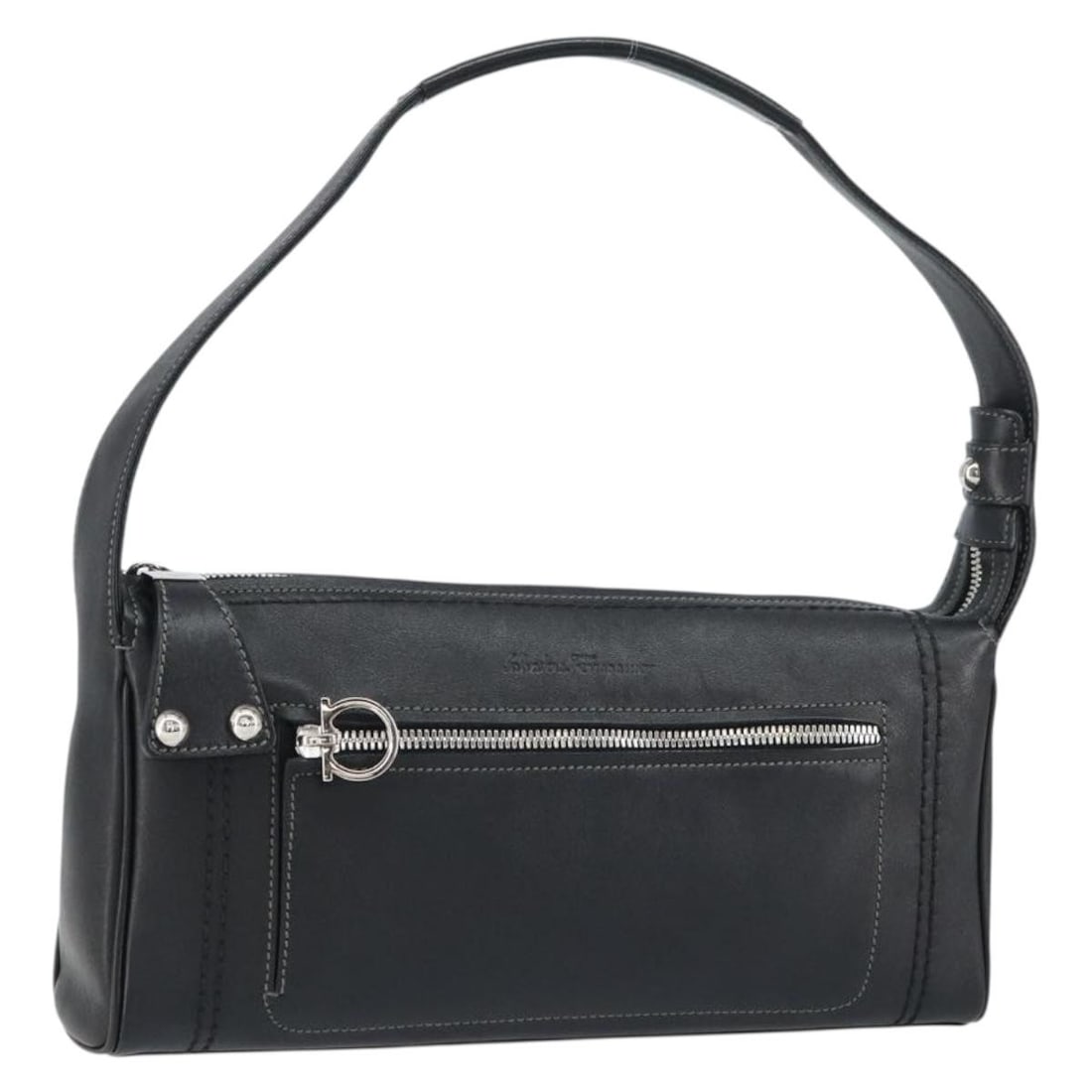 Black Leather Gancini Shoulder Bag by Salvatore Ferragamo Italy (1 of 18)