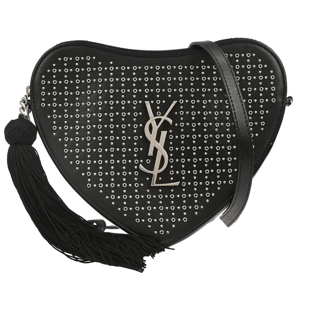Saint Laurent Love Heart Small Black Leather Shoulder Bag BRS540696.0618: Saint Laurent Love Heart Small Black Leather Shoulder Bag BRS540696.0618 This Saint Laurent Love Heart shoulder bag is crafted from black leather and features a logo accent. Designed in a small size,