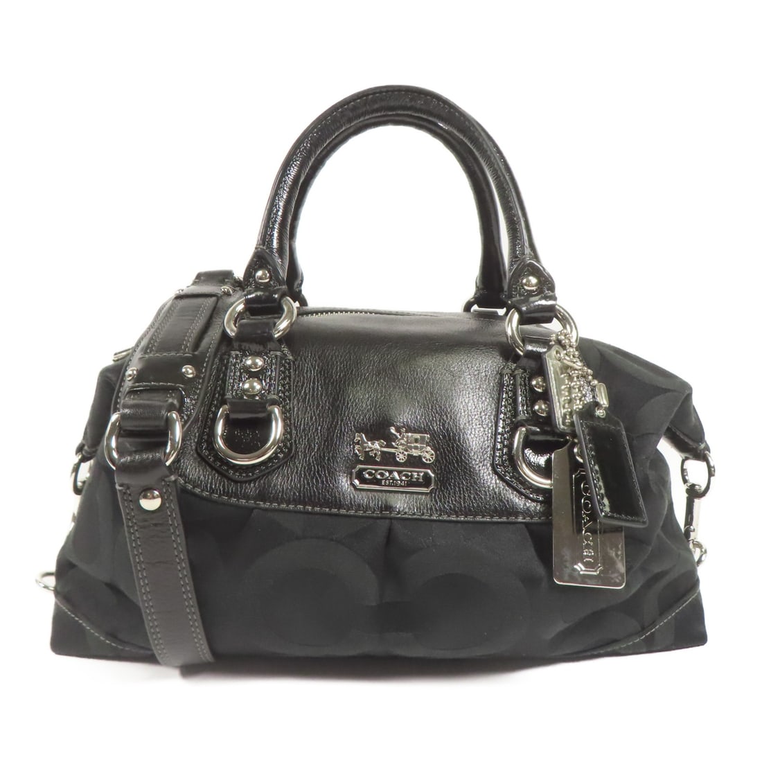 COACH 2-Way Shoulder Bag Black Canvas Stylish Accessory (1 of 14)