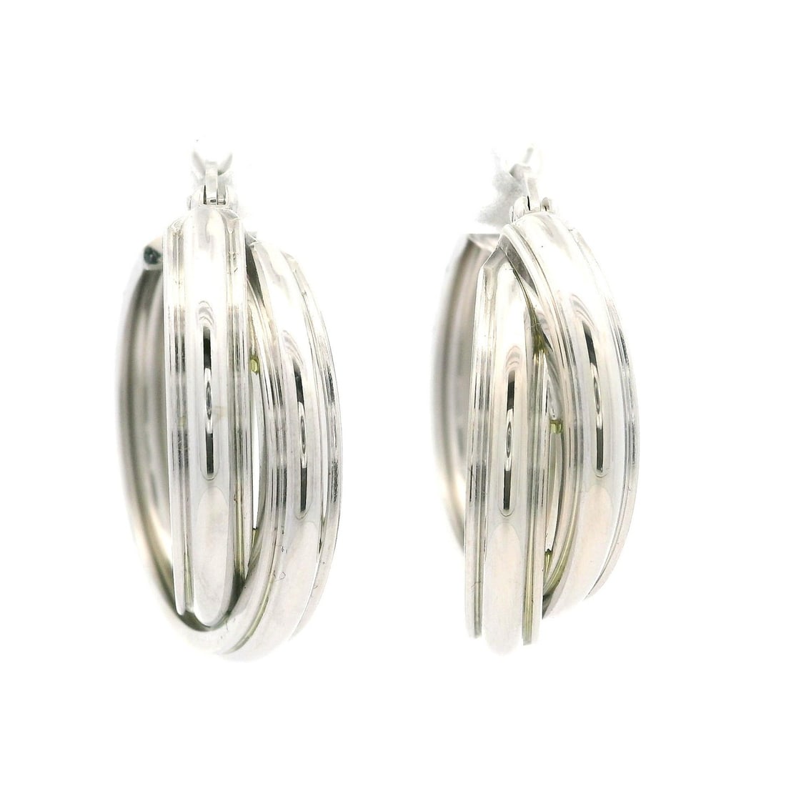 14k White Gold Dual Hoop Snap Earrings from Israel (1 of 8)