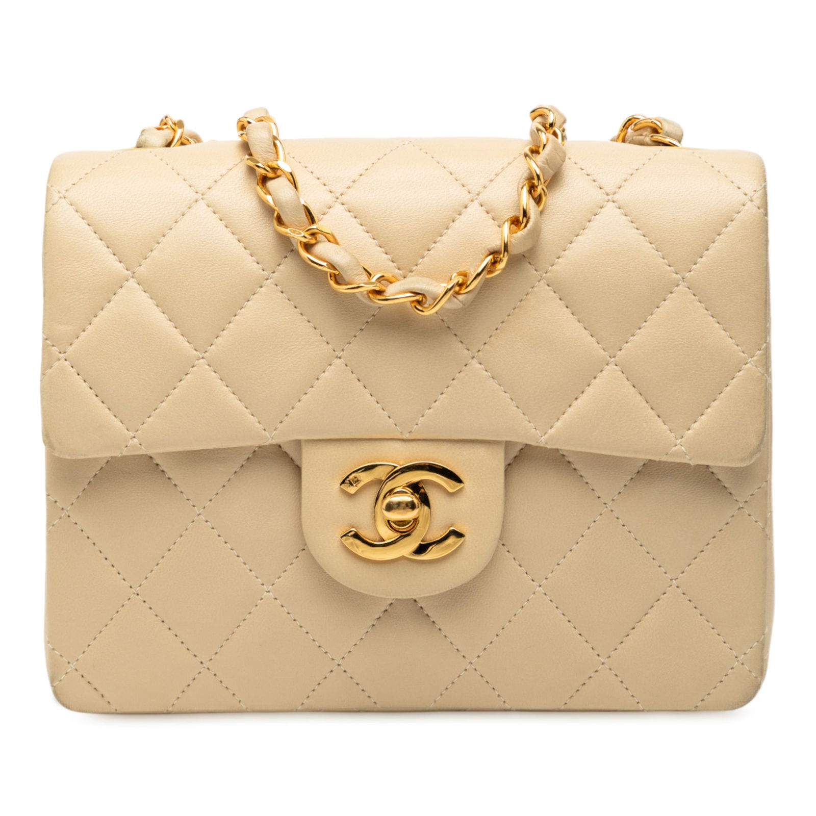 Chanel Mini Square Classic Brown Quilted Lambskin Shoulder Bag (1 of 8)