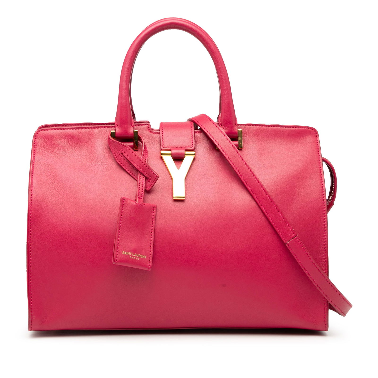 Saint Laurent Small Calfskin Cabas Chyc Satchel Pink Leather Bag: Saint Laurent Small Calfskin Cabas Chyc Satchel Pink Leather Bag The Saint Laurent Small Calfskin Cabas Chyc Satchel is a stylish and functional bag crafted from high-quality leather. This chic satche