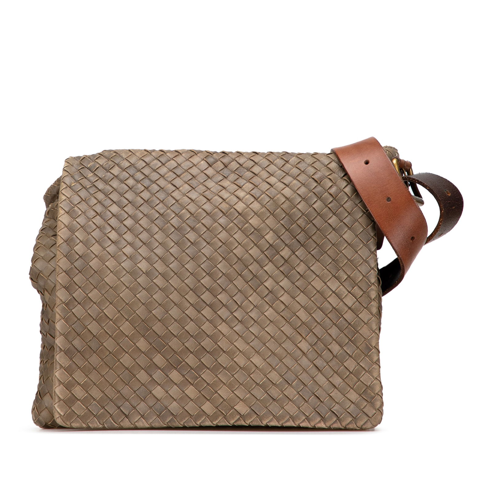Bottega Veneta Nappa Intrecciato Brown Leather Messenger Bag (1 of 10)