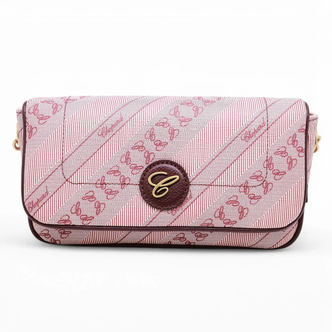 Chopard Happy Sport Mini Bordeaux Canvas Crossbody Bag 95000-1125: Chopard Happy Sport Mini Bordeaux Canvas Crossbody Bag 95000-1125 The Chopard Happy Sport Mini Crossbody Bag combines elegance with practicality, featuring a bordeaux canvas construction adorned with