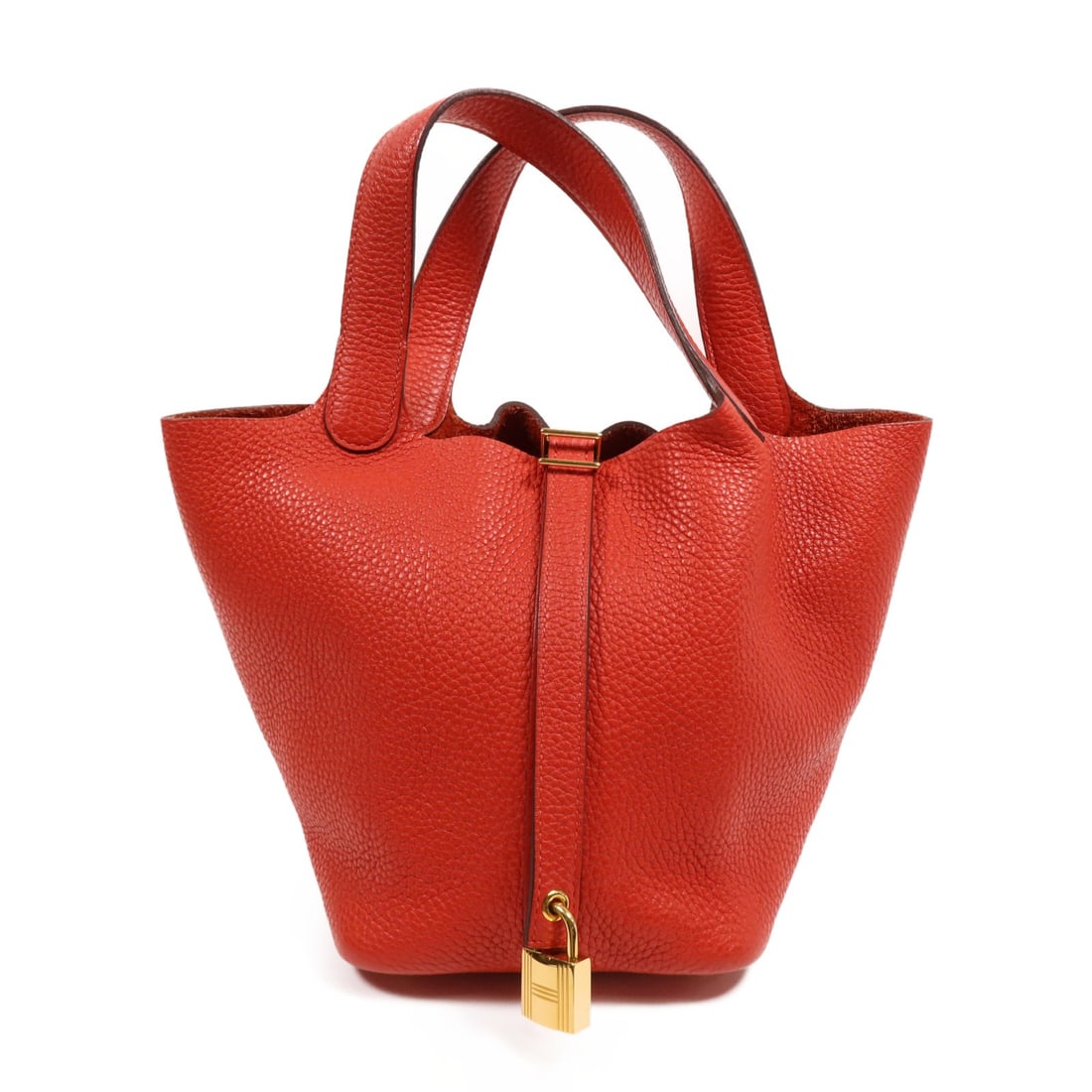 HERMES Picotin PM Tote Bag Clemence Leather Red (1 of 13)