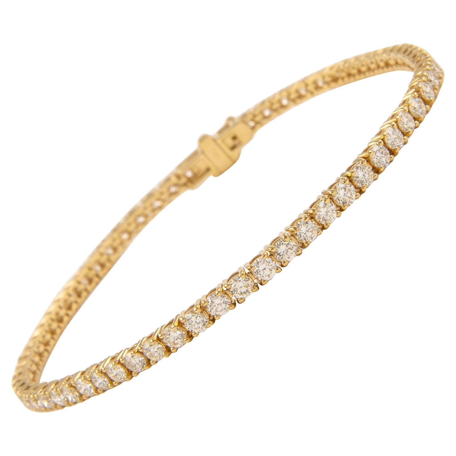 4.08ct Diamond Tennis Bracelet 18k Yellow Gold GIA Appraisal: 4.08ct Diamond Tennis Bracelet 18k Yellow Gold GIA Appraisal This exquisite 4.08ct diamond tennis bracelet is crafted from luxurious 18k yellow gold, showcasing a contemporary design that complements