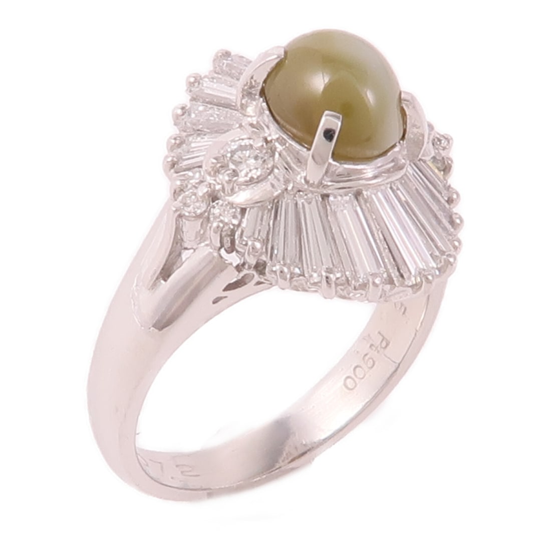 JEWELRY Cat's Eye Diamond Ring in PT900 Platinum US 5.25 (1 of 10)