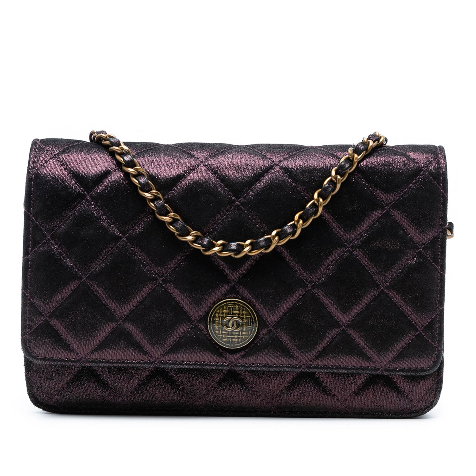 Chanel Quilted Iridescent Lambskin Tartan Wallet On Chain Purple: Chanel Quilted Iridescent Lambskin Tartan Wallet On Chain Purple Elevate your accessory collection with this stunning Chanel Quilted Iridescent Lambskin Tartan Button Wallet On Chain. Crafted from lux