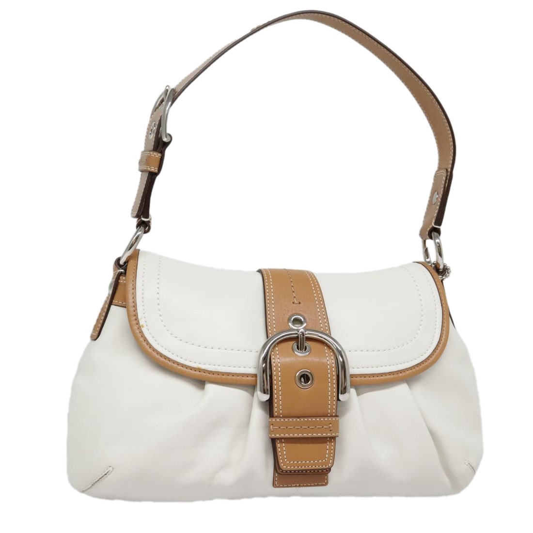 Coach Silver Tone Shoulder Purse for Women: Coach Silver Tone Shoulder Purse for Women This pre-owned Coach shoulder bag for women is in very clean condition with minimal signs of use, including minor surface rubbing on the bag, shoulder strap,