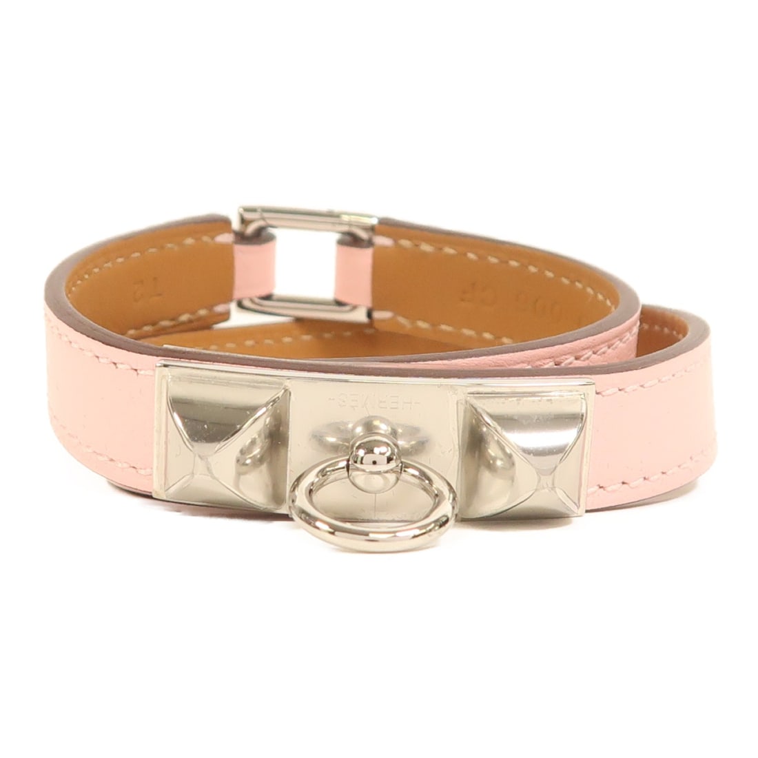 HERMES Rivale Double Tour Pink Bangle Swift Leather (1 of 11)