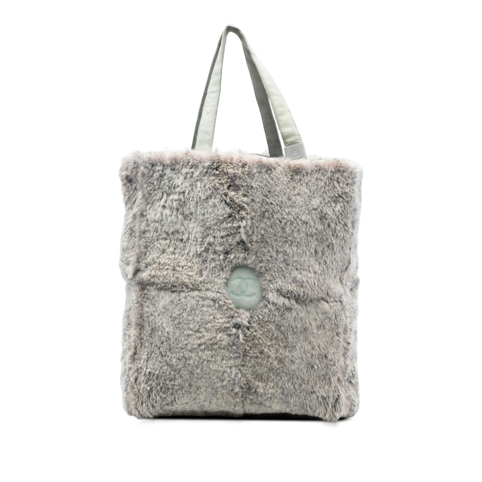 Chanel CC Gray Rabbit Fur Tote Bag with Suede Handles (1 of 8)
