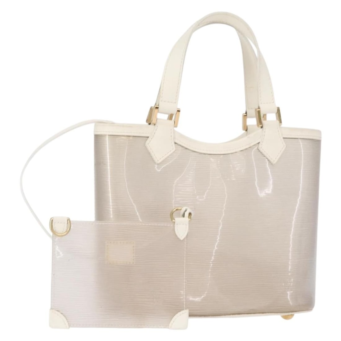 Plage Lagoon Bay White Handbag by Louis Vuitton: Plage Lagoon Bay White Handbag by Louis Vuitton This pre-owned Louis Vuitton Plage Lagoon Bay handbag in white is designed for women. The bag is in very good condition with slight rubbing and stains o