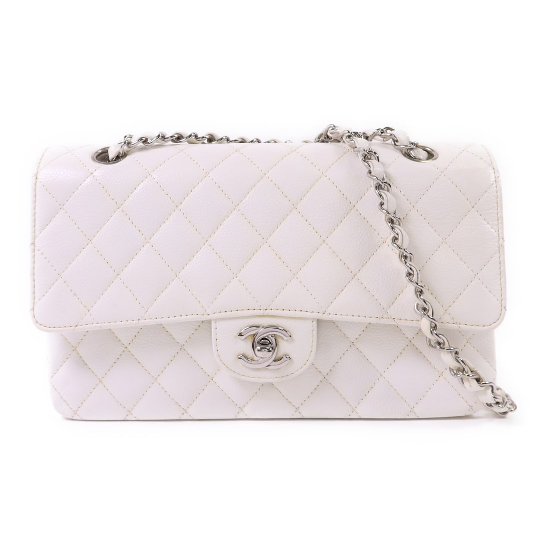 CHANEL Classic 25 White Calfskin Leather Shoulder Bag SHW (1 of 18)
