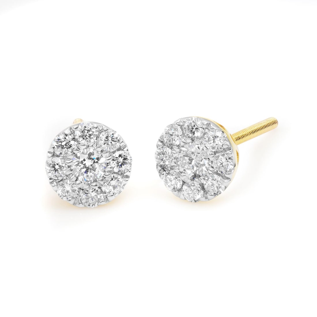 Rachel Koen 14K Yellow Gold 0.44ct Diamond Halo Stud Earrings: Rachel Koen 14K Yellow Gold 0.44ct Diamond Halo Stud Earrings Elevate your style with these exquisite Rachel Koen Diamond Frame Stud Earrings, crafted from luxurious 14K yellow gold. Each earring feat