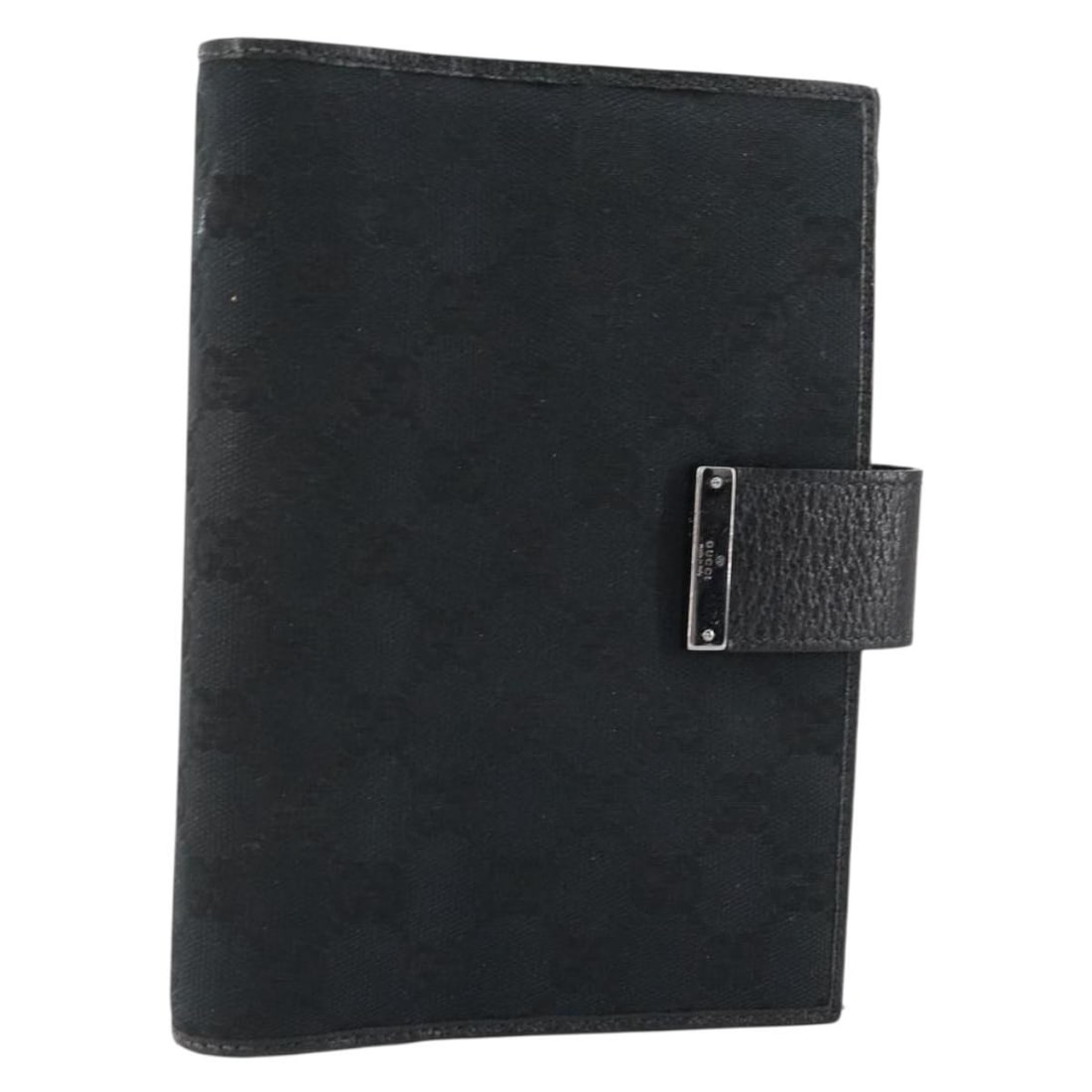 GUCCI GG Canvas Black Day Planner Cover 115241 Auth Italy: GUCCI GG Canvas Black Day Planner Cover 115241 Auth Italy This authentic GUCCI GG Canvas Agenda Day Planner Cover in black is a stylish and practical accessory for organizing your daily activities. Cr