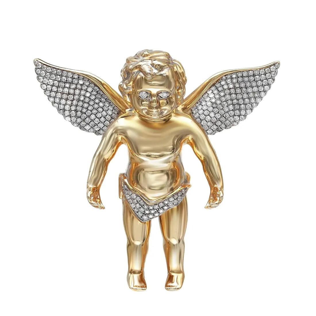 Rachel Koen 14K Yellow Gold Angel Pendant 1.18Cttw Pave Set Diamonds (1 of 5)