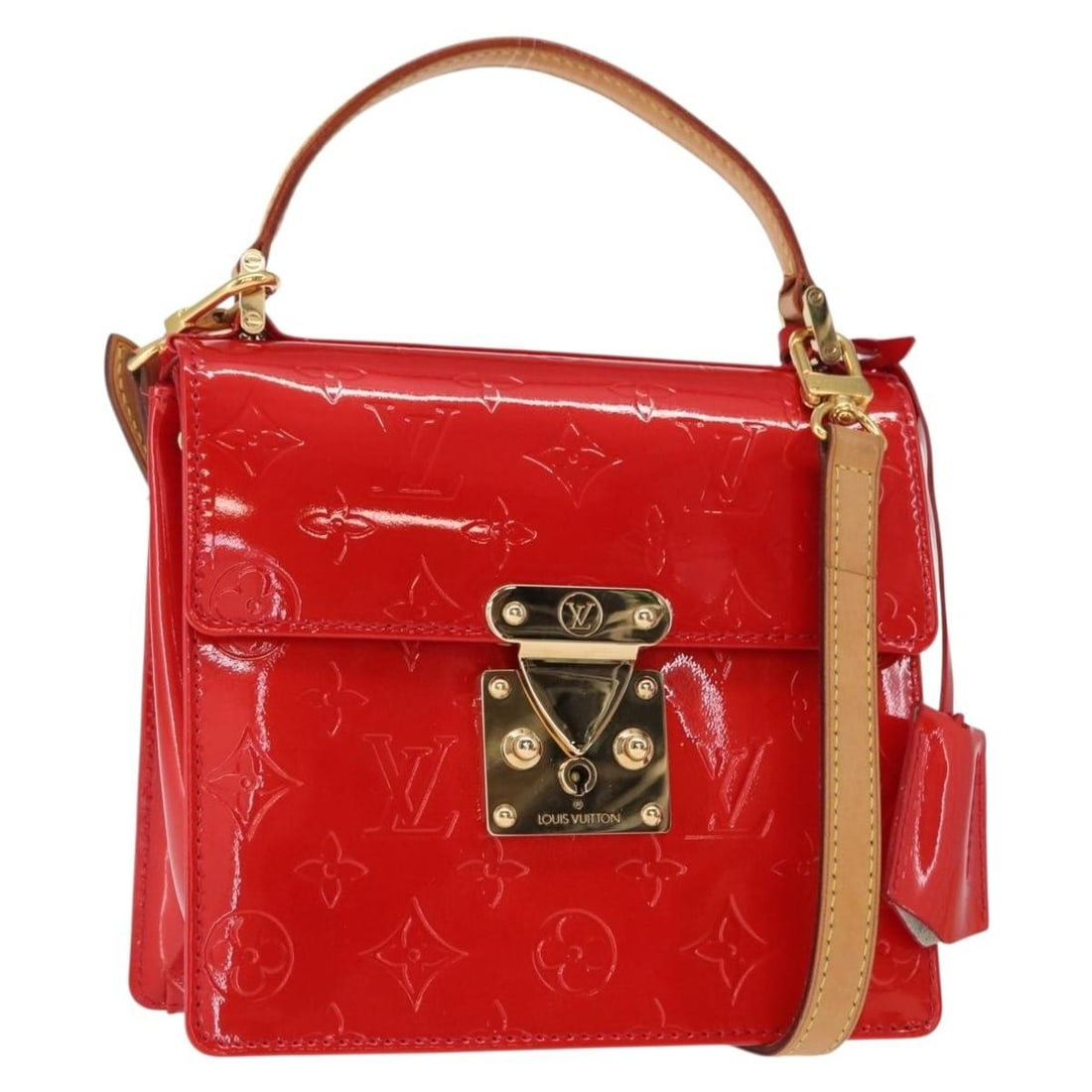 LOUIS VUITTON Monogram Vernis Spring Street Hand Bag Red M91135 Auth: LOUIS VUITTON Monogram Vernis Spring Street Hand Bag Red M91135 Auth This exquisite LOUIS VUITTON Monogram Vernis Spring Street Hand Bag in vibrant red is a stunning accessory for any fashion enthusia