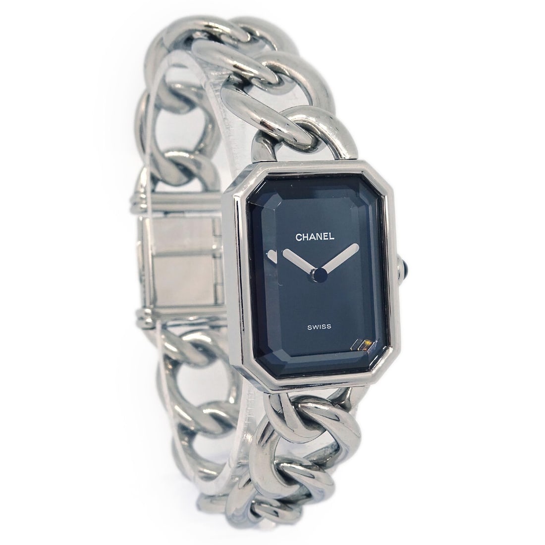 Premiere Series Ladies Quartz Timepiece by Chanel: Premiere Series Ladies Quartz Timepiece by Chanel This Chanel Premiere Chain Quartz Watch is designed for women and is in very good condition with only minor scratches. There is no odor present. The i
