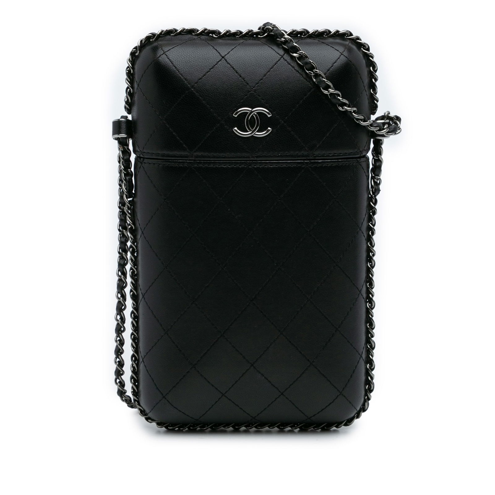Chanel CC Quilted Lambskin Phone Holder Black Italy (1 of 10)