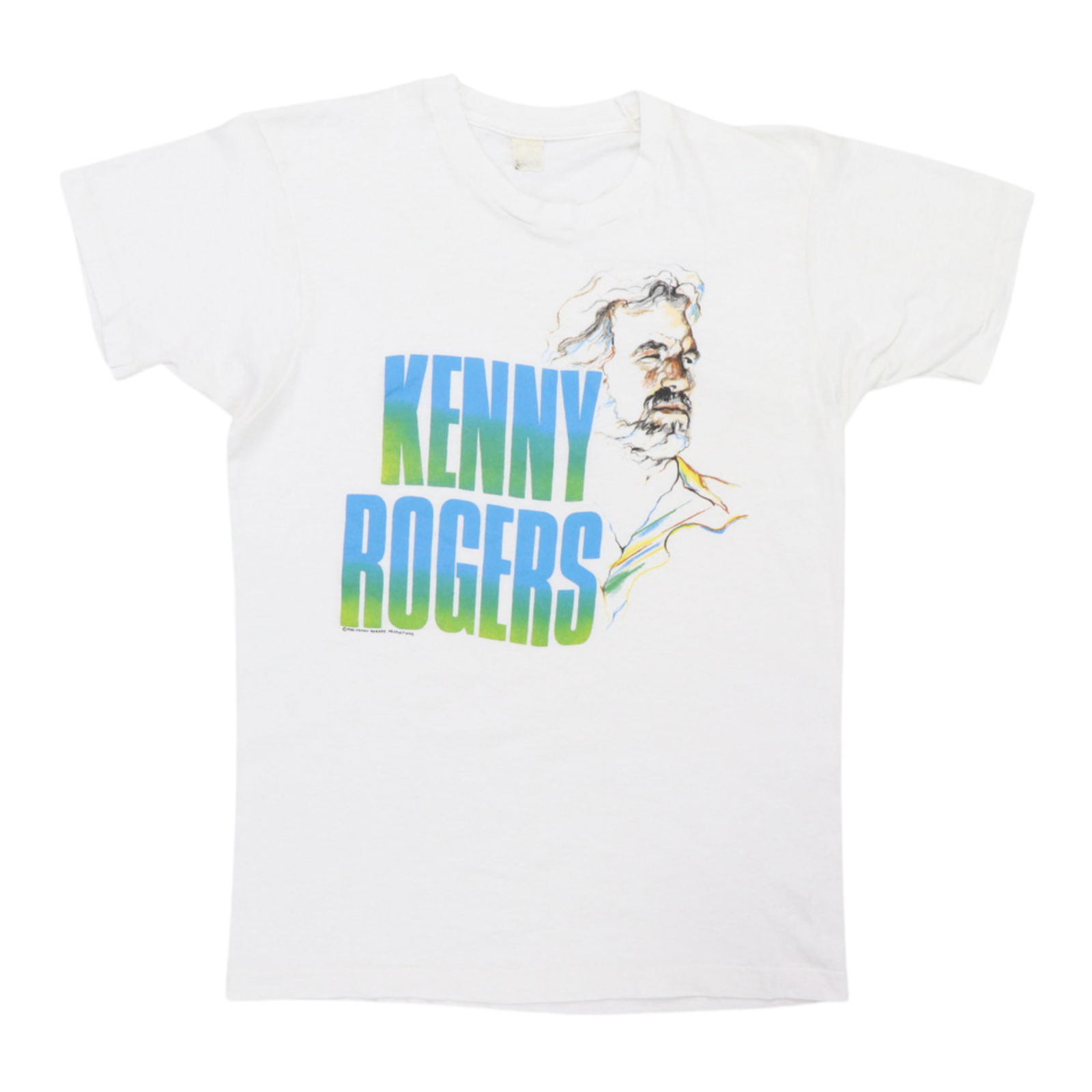 Vintage 1986 Kenny Rogers Cotton Shirt White Music Memorabilia: Vintage 1986 Kenny Rogers Cotton Shirt White Music Memorabilia Step back in time with this original vintage 1986 Kenny Rogers shirt. This authentic piece is a true collector's item, featuring no back