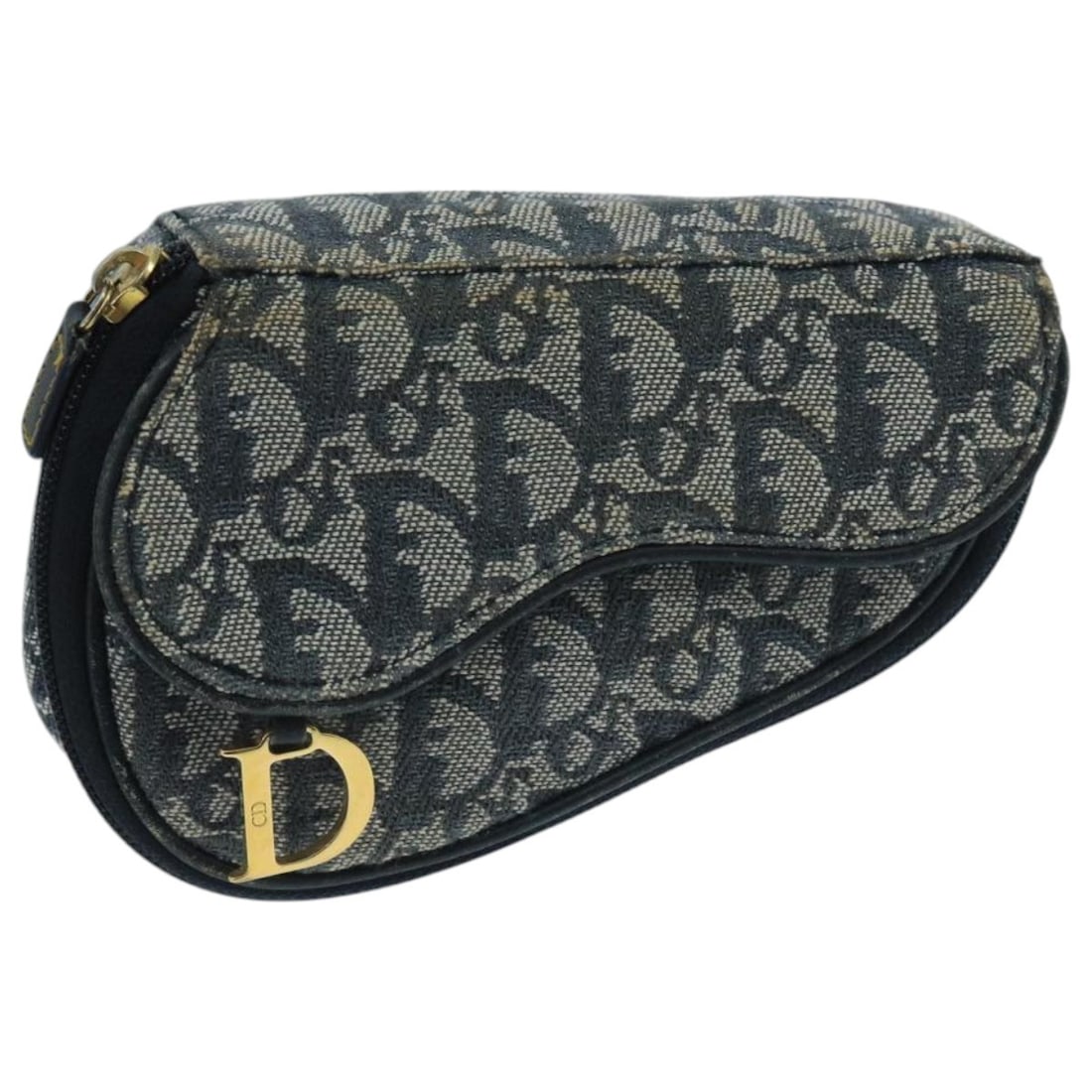 Navy Saddle Coin Purse by Christian Dior Vintage: Navy Saddle Coin Purse by Christian Dior Vintage This Christian Dior vintage Saddle coin purse features a classic navy design. The exterior shows signs of use, including rubbing, slight stains, and sc