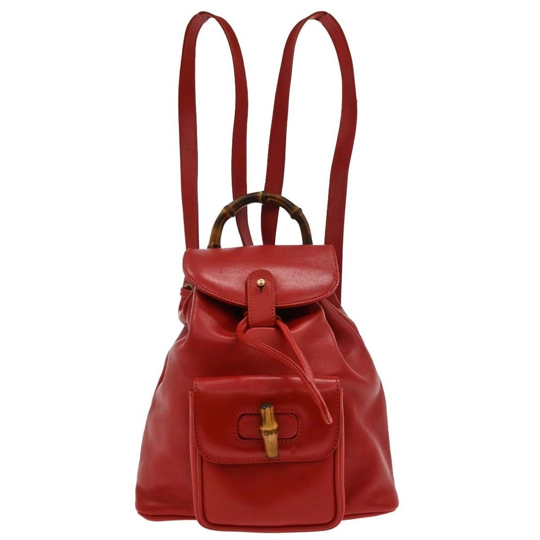 Gucci Red Bamboo Backpack 003.3444.0030 Leather Canvas 2Way Bag (1 of 10)