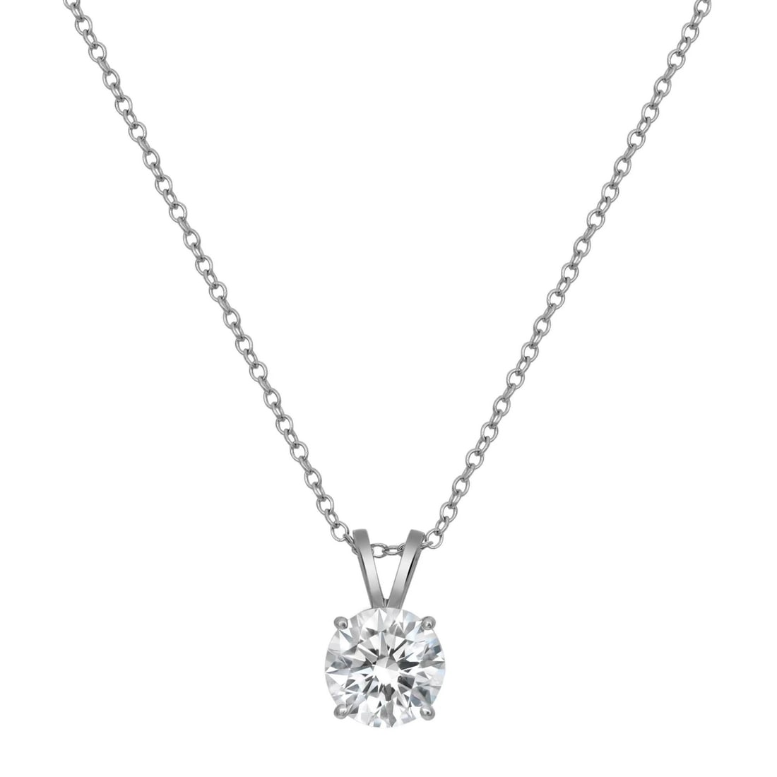 Rachel Koen 18K White Gold Lab Grown Diamond Pendant Necklace IGI Certified 2.50 Ct (1 of 6)