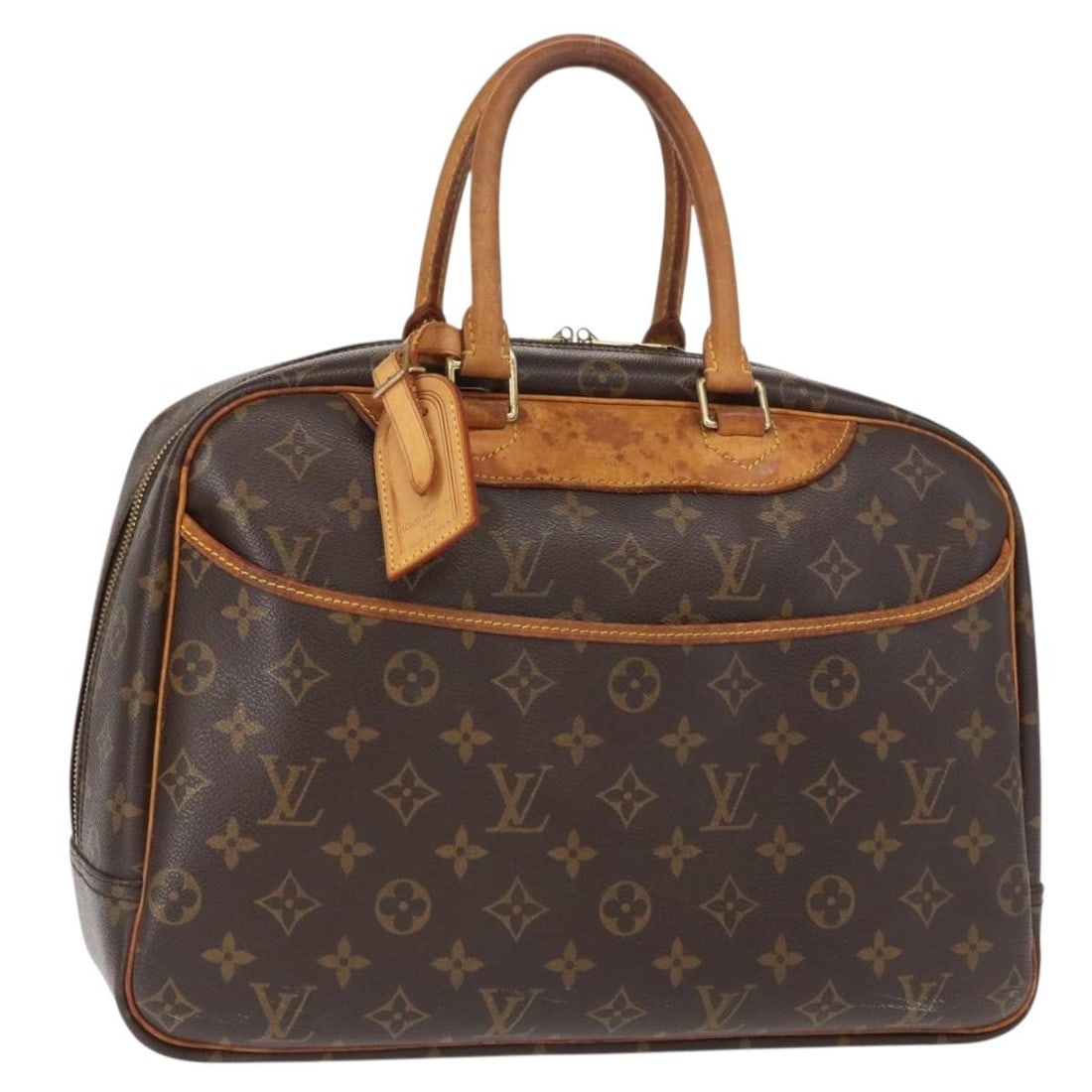 Deauville Brown Handbag by Louis Vuitton: Deauville Brown Handbag by Louis Vuitton This pre-owned Louis Vuitton Deauville handbag features brown leather and is designed for women. It is in good condition with visible signs of use, including s